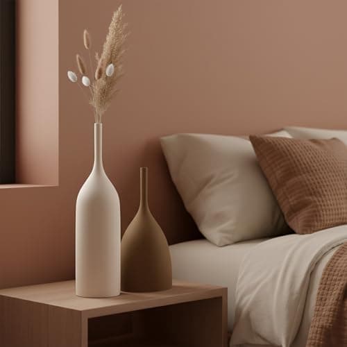 DecoVlog Ceramic Vases Set of 2, Modern Boho Vases for Centerpiece Decor, Matte Minimalist Neutral Vases for Home Decor, Living Room, Bookshelf, and Entryway Table Decor (Multicolor-2) - Thumbnail 6