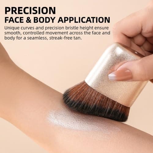 GOERTI Self Tanner & Bronzer Brush with Travel Case – Large Kabuki Body Makeup Brush for Face & Body, Ultra Soft Vegan Kabuki Foundation Makeup Brush for Liquid, Cream & Powder Applicator - Thumbnail 3