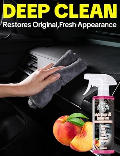 Car Interior Cleaner Spray, Multipurpose Leather Seat Cleaner Upholstery Car Cleaning Kit Auto Dashboard Vinyl Detailing Supplies Kit,Peach Scent - Thumbnail 2