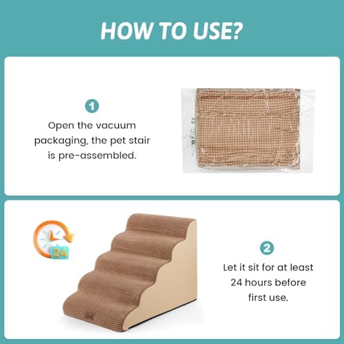 COZY KISS Extra Wide Dog Stairs 19.7" Width, Pet Step for Small/Medium/Large Dog, Puppy or Cat, Pet Ramp for High Bed or Car, High Density Foam Ladder, 19.7x33x22.4 in, Stable, 5 Step, Light Brown - Thumbnail 6