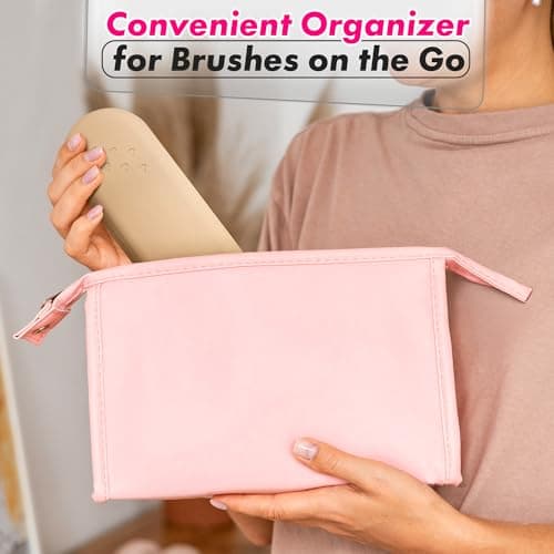 Silicone Makeup Brush Holder Travel – Stylish Silicone Make Up Bag 8.3 in, Travel Makeup Bag for Brushes, Easy-to-Clean Waterproof Case, Fits Purse or Tote, Magnetic Clips, Sturdy Brush Organizer - Thumbnail 6