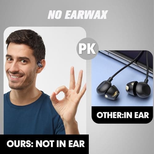 Xmenha Over The Ear Earbuds Open Ear Buds Headphones Over Ear Air Bone Conduction Earbuds Earphones Bone Conducting Air Bone Conduction Headphones Bluetooth Over-Ear Black - Thumbnail 4