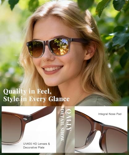 QALLY Polarized Sunglasses Womens Square Womens Sunglasses Trendy Classic Retro Sun Glasses Fashion UV400 Protection 3 Pack - Thumbnail 2