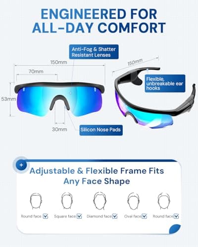 NICKLUC Bluetooth Sunglasses for Men & Women - Premium Clear Sound Open Ear Audio Glasses for Running Cycling, Polarized UV400, Anti-Slip Lightweight Comfort - Thumbnail 4