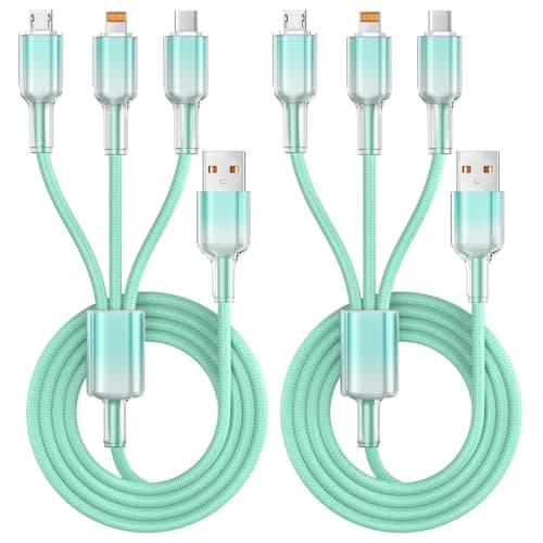 Multi Charging Cable, 3 in 1 Chargers for Multiple Devices, 48 Braid Universal Charger Cord with USB-C/IP/Micro, Multi Charger Cable for iPhone17-11/ Android / Pad (2Pack 4FT),Travel/Car/Cruise/Beach