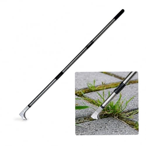 HORM 47.24'' Crack Weeder, Stainless Steel Manual Crevice Weeding Tool, Long Handle Weed Grabber Remover, L-Shaped Manual Weeder Puller, Durable Crevice Weeding Tool for Sidewalk Garden Lawn - Image 1