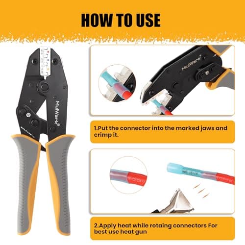 Mulwark Wire Crimping Tool for Heat Shrink, Wire Crimper AWG 10-22 | Professional Wire Crimpers-Crimping Pliers for Automotive, Marine & DIY Electrical Projects - Thumbnail 6