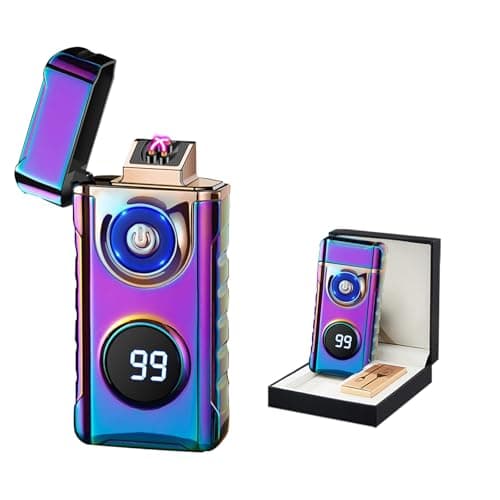 BABOBIU USB C Rechargeable Electric Lighter with Built-in LED Flashlight Windproof Arc Plasma Lighter for Candles Camping Fire BBQ Outdoor Indoor Use Men Fathers Husband (Multi) - Image 1