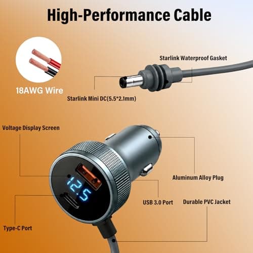 Starlink Mini Car Adapter, 12V-24V DC Power Cable - Thumbnail 6