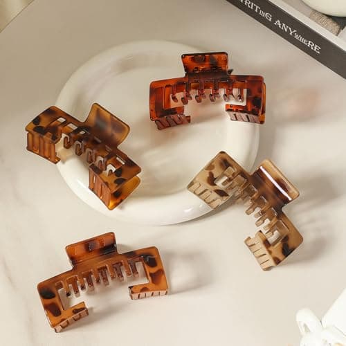 4 Pack Large Hair Clips for Women, 4.1 Inch Hat Claw Clips for Thick & Thin Hair, 2-in-1 Cute Hair Claw Clips Jaw Clips for Daily Use, Baseball Cap & Trucker Hat, Tortoise Shell (Patent Pending) - Thumbnail 6