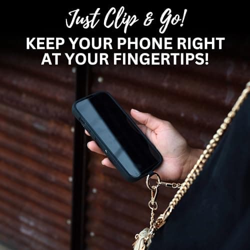 Save the Girls Clip and Go Phone Metal Chain with Pouch (Gun Metal - Black Pouch) – Stylish Phone Lanyard Crossbody with Wallet for Women, Hands-Free Carrying and Adjustable Crossbody Chain Strap - Thumbnail 2