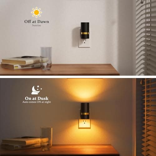 JandCase Night Lights Plug into Wall, Automatic Night Light with Dusk to Dawn, 2 Pack 0-100LM Dimmable Plug in LED Nightlight Amber for Bedroom, Hallway, Stairs - Thumbnail 3