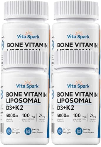 Vita Spark Vitamin D3 K2 - Liposomal Bone Vitamins Supplement, 5000IU D3, 100mcg K2 MK7 & Magnesium For Women and Men | Supports Bone, Teeth, Heart, Immune and Vascular Health*, 120 Days Mini Softgels - Image 1