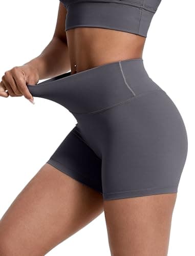 voenxe Women Workout Shorts,High Waisted Yoga Biker Short,Spandex No Front Seam Sports Gym Running Exercise Soft Short,2 Pack - Thumbnail 2