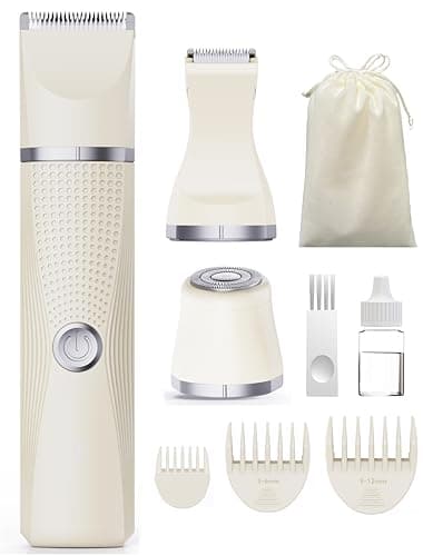 Unibono Pubic Hair Trimmer Women - Waterproof Bikini Trimmer, Rechargeable 3-in-1 Electric Razor, Personal Trimmer Groomer for Body Hair, Cordless Lady Shaver for Legs, Underarms, Face (Cream,LY) - Image 1