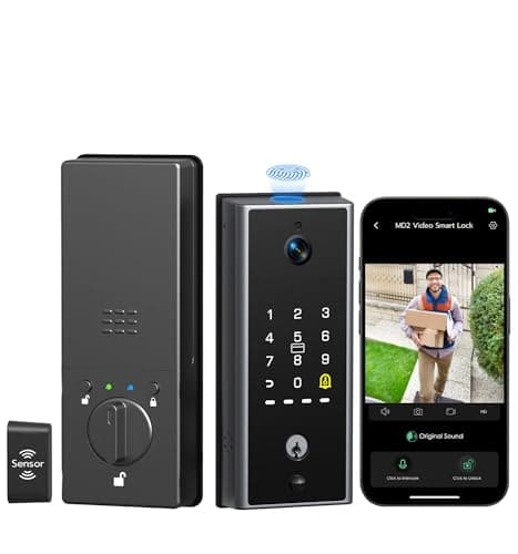 Anweller MD2 Smart Deadbolt Lock with Camera, Fingerprint Keyless Entry Door Lock for Front Door, Built-in WiFi, 10000mAh Battery, Door Sensor, Code Keypad, RFID Card, App Remote Control - Image 1