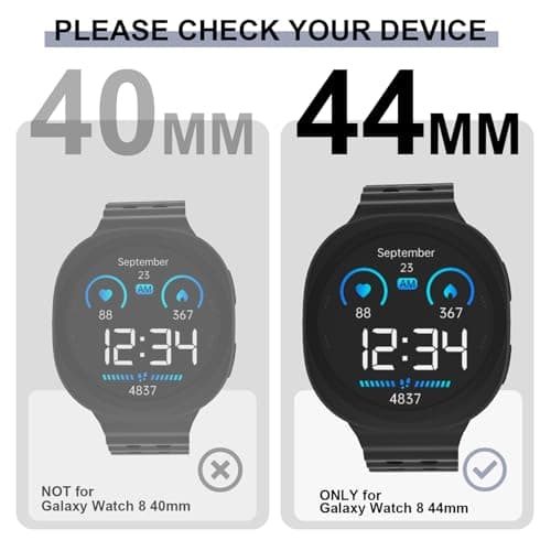 SDOCEBF Aluminum Alloy Case for Samsung Galaxy Watch 8 44mm, 3-in-1 Full Coverage Bumper with Built-in Screen Protectorctor, Slim Shockproof Metal Protective Cover, Black - Thumbnail 6