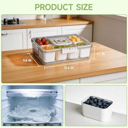 ERABAY Chilled Portable Snackle Box container, Divided Serving Tray, Beach Essentials Insulated Container with Reusable Ice Pack & Bag – Keep Food Hot or Cold On the Go for Adult - Thumbnail 2
