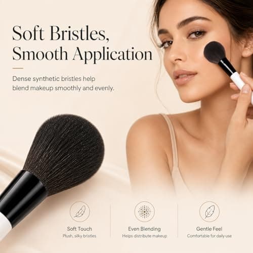 Makeup Brush Set 13 Pcs Professional & Beginner Friendly, Soft Synthetic Bristles for Face, Foundation, Powder, Eyeshadow & Blending, Easy to Clean Travel Set with Bag, Gift for Makeup Lovers - Thumbnail 4