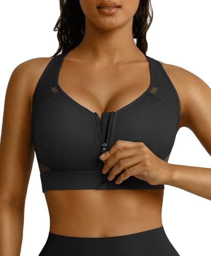 BRXL Front Closure Sports Bras for Women Padded High Impact Sports Bra Adjustable Cross Back Sports Bras Black S - Image 1