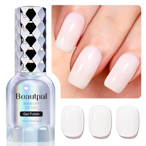 Larvall BEAUTPAL Milky White Gel Nail Polish 15ML Soak Off UV LED Jelly Gel Polish Nail Art Manicure Salon DIY at Home - Image 1