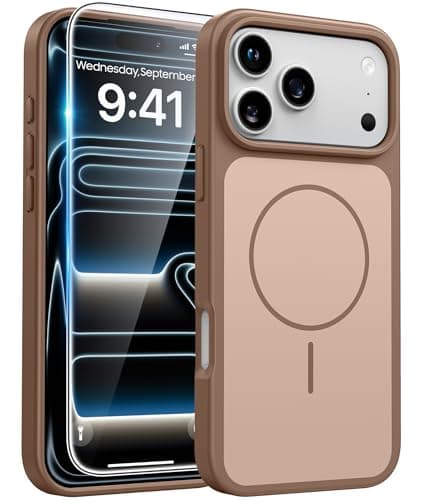 FNTCASE for iPhone 17 Pro Max Case Brown: [Compatible with Magsafe] [Magnetic Phone Cover with Screen Protector] Military Grade Shockproof Protective Dual-Tone Trending Design‌ for 17 ProMax, 6.9 inch - Image 1