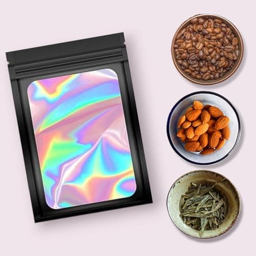 50 Pack Black Mylar Bags, Plastic Smell Proof Bag Reusable Holographic Bags Small Ziplock Bag with Clear Window Jewelry Sample Gift Food Bags Small Business Packaging Supplies (3" x 5") - Thumbnail 5