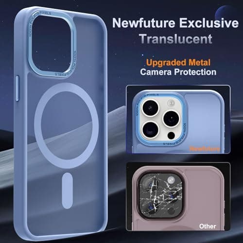 Newfuture Upgraded Magnetic for iPhone 15 Pro Max Case [Compatible with Magsafe] [Mil-Grade Protection], Pocket-Friendly, Slim Translucent Phone Case Cover for iPhone 15 Pro Max 6.7", Light Blue - Thumbnail 4