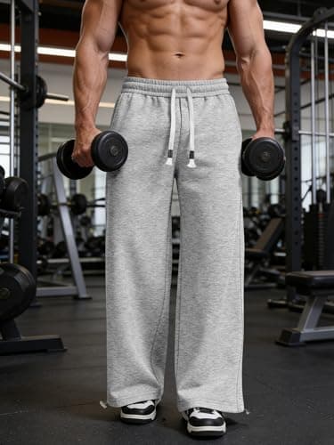 Crastimo Men Baggy Cotton Oversized Sweatpants Comfy Lightweight Loose Gym Trousers Easter Athletic Lounge Slacks Valentine's Day Gift for Him Gray M - Thumbnail 3