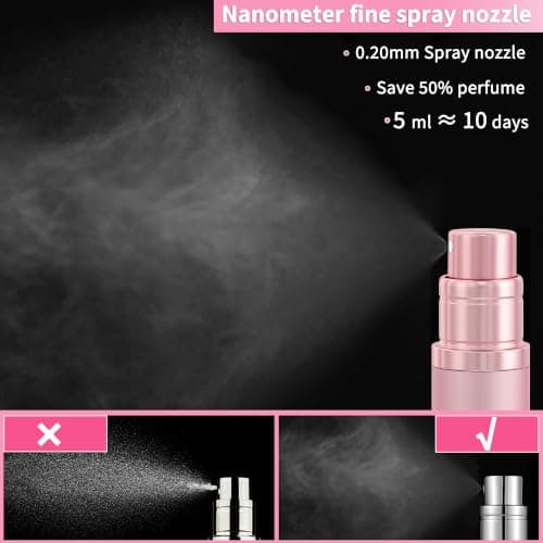ANTOKX Perfume Travel Spray Bottle Atomizer - 5ML Perfume Atomizer, Scent Pump Case, Luxury Leakproof Refillable Spray Bottle for Women (Pink) - Thumbnail 3
