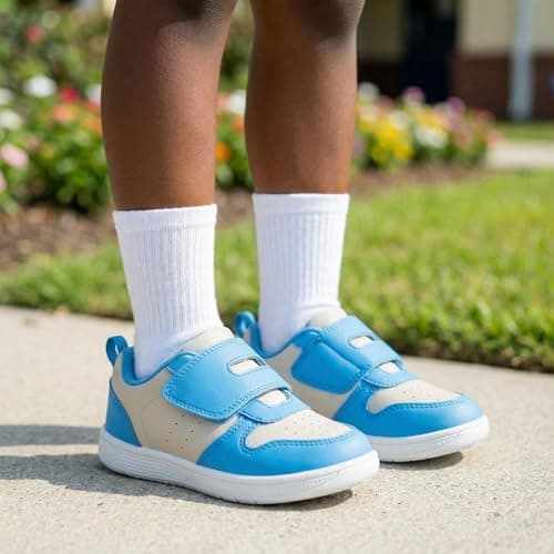 STQ KIDS Toddler Shoes Boys Wide Toe Box Barefoot Shoes Lightweight Girls Sneakers Zero Drop Preschool Kids First Walking Running Tennis Shoe Daycare School Blue Toddler Size 9 - Thumbnail 3