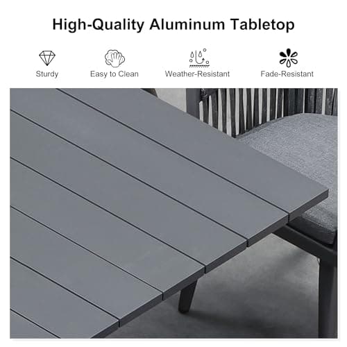 PURPLE LEAF 14 Pieces Outdoor Dining Set with Cushion Rattan Modern, Grey - Thumbnail 5