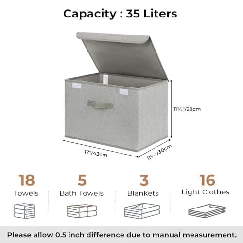 GRANNY SAYS Closet Storage Bins, Storage Boxes with Lids, Clothes Organizing Bins, Lidded Baskets for Toys, Clothing, Gray, Extra Large, 2-Pack - Thumbnail 6