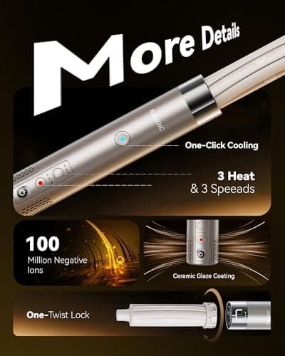 KAUGIC 6 in 1 Hot Air Hair Styler Dryer Multi-Styler - High Speed Hair Styling Tools with No Heat Damage, Auto Wrap Curler as A Gift for Fast Drying Curling Smoothing Volumizing Cool Shot - Thumbnail 6