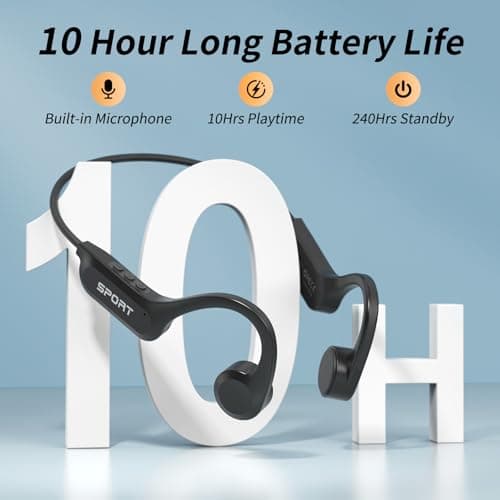 CXK Bone Conduction Headphones Bluetooth 6.0 Open Ear Headphones with Mic, Premium Loud Sound 10Hrs Playtime Bluetooth Headphones, IPX6 Waterproof Sports Headset for Running, Cycling, Walking - Thumbnail 5