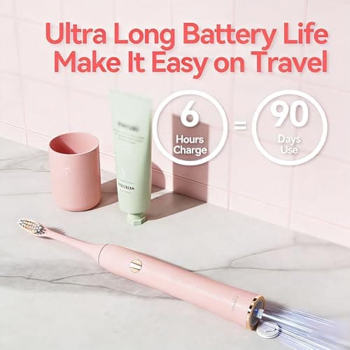 KIWIBIRD K1 MINI Sonic Toothbrush for Teenagers, Slim 85g Lightweight, 90-Day Long Battery, Travel Case & Pouch, IPX7 Waterproof, Sensitive Gums & Teeth, Pink - Thumbnail 5