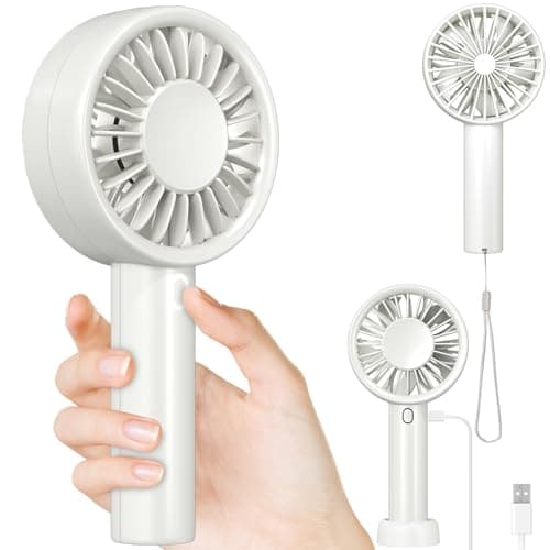 Decute Handheld Turbo Fan Strong Wind Mini Portable Fans, Hand Held USB-C Rechargeable Travel Fan for Indoor Makeup Office Desktop and Outdoor Beach, for Women Girl Men Boy, Beige - Image 1
