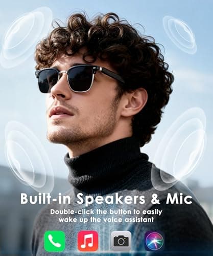 GLOSSIA AI Smart Glasses, Bluetooth Glasses for Men Women, Blue Light Smart Glasses, Hands-Free Calls, Music and Voice Control for Work/Study/Travel - Thumbnail 2