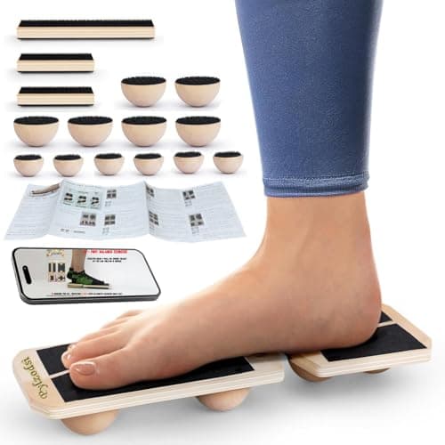 Ankle Balance Board 3 Optional Levels, Wooden Ankle Strengthener with Physical Therapy Guide for Plantar Fasciitis Relief, Achilles Pain, Posture Corrector, Foot Stretcher, Balance Training - Image 1