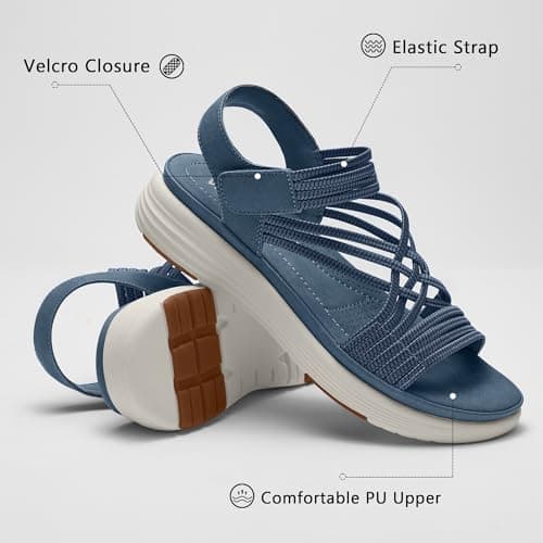 Vilanva Women's Comfortable Walking Sandals (Navy Size 9) - Thumbnail 6