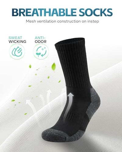 Vanfvok Cotton Crew Socks for Work Hiking, Thermal Warm Winter Boot Sock Cushioned Moisture Athletic Sports Running (6 Pairs) - Thumbnail 4