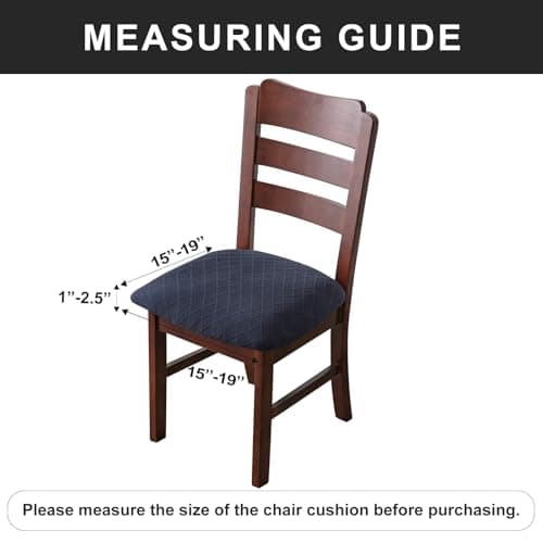 Genina Waterproof Seat Covers for Dining Room Chairs Covers Dining Chair Cover Kitchen Chair Covers (Navy Blue, 4 Pcs) - Thumbnail 3