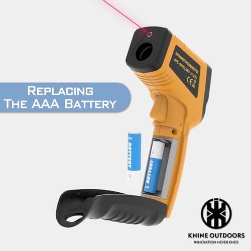 KNINE OUTDOORS Infrared Thermometer Laser Temperature Gun, -58℉ to 1112℉, Single Laser Targeting, Distance to Spot Ratio 12:1, for Cooking, Oven and Meat (Orange) - Thumbnail 5