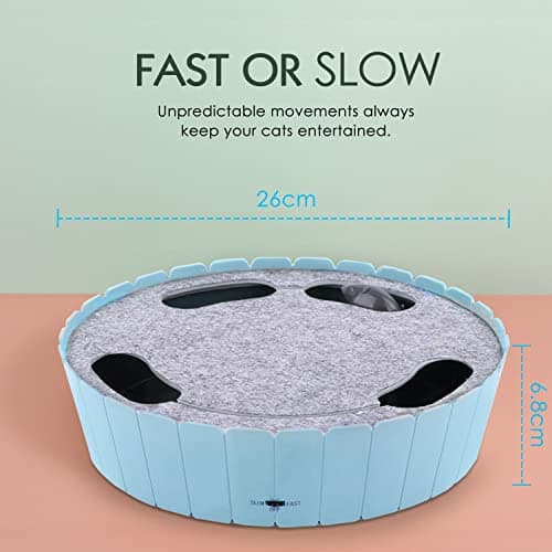 Pawaboo Interactive Cat Toy with Running Mouse, Electronic Motion Cat Toy Automatic Teaser for Indoor Cats, Pop and Play Hide Seek Cats Toys Hunting Mouse for Pet Kitten Play Fun Exercise, Blue - Thumbnail 5