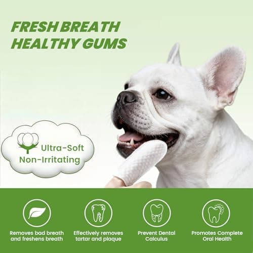 Cozura Dog Dental Wipes for Teeth Cleaning - Removes Plaque & Tartar, Effective Toothbrush & Toothpaste Alternative Kit Finger Pet Dental Care Pads, Fresh Breath for Dogs & Cats - 60ct, Unscented - Thumbnail 2
