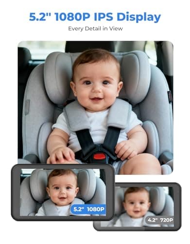 LUCKVIEW BM2A Baby Car Camera – 3X Zoom to See Baby Clearly, 5.2" 1080P Display & Auto IR Night Vision, Rear-Facing View Monitor, Easy Install for Parents & Pet Owners - Thumbnail 2
