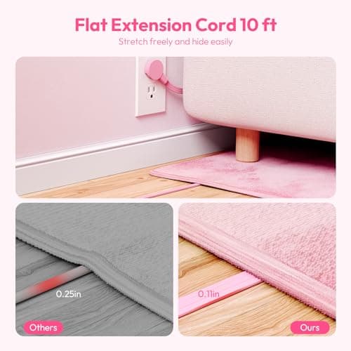 NTONPOWER Pink Extension Cord 10 ft, 1080 Joules Surge Protector Power Strip with 6 Widely Outlets 3 USB (1 USB C), Flat Plug Extension Cord Power Strip Long Cord for Home Office Dorm Room Essentials - Thumbnail 6