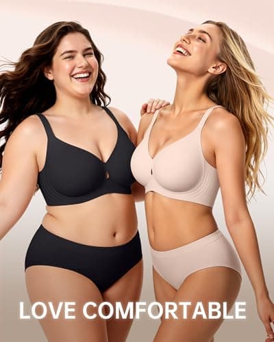 LetsJoli Jelly Bras for Women Wireless No Underwire Seamless Support Comfortable Tshirt Bras Early Fall Fashion(Creamy Skin,2XL) - Thumbnail 6