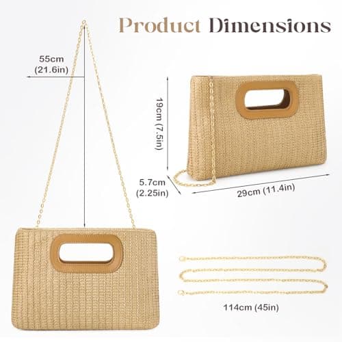 Clutch Purses for Women, Top Handle Straw Purse Handbags, Summer Shoulder Crossbody Bag, Woven Beach Bags Purses - Thumbnail 4