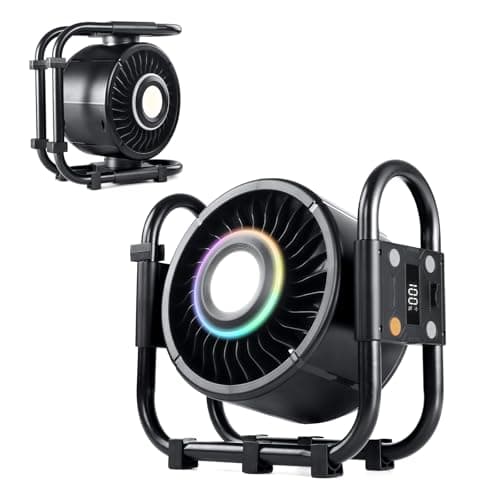 Nauttxon Oscillating Camping Fan Rechargeable - 16000mAh Battery Powered Fan with 6 Winds Night & RGB Ambient Light Digital Display 120° Vertical & horizontal Rotation for Camping Tent Fishing Outdoor - Image 1